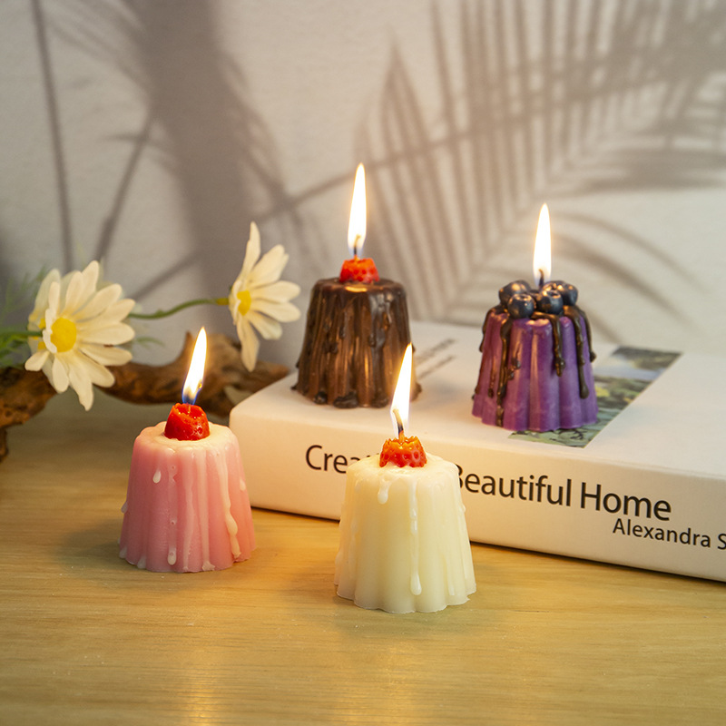 1個のかわいいプリンアロマセラピーキャンドル、チーズブルーベ - Home Fragrance Blueberry Scented Candle のレビューと価格