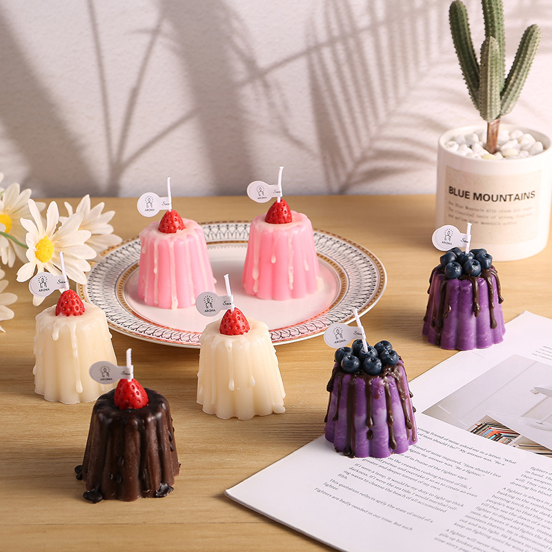 1個のかわいいプリンアロマセラピーキャンドル、チーズブルーベ - Home Fragrance Blueberry Scented Candle のレビューと価格